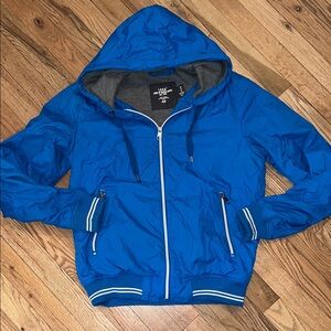 H&M Bright Blue Hooded Vintage Windbreaker Size Small
